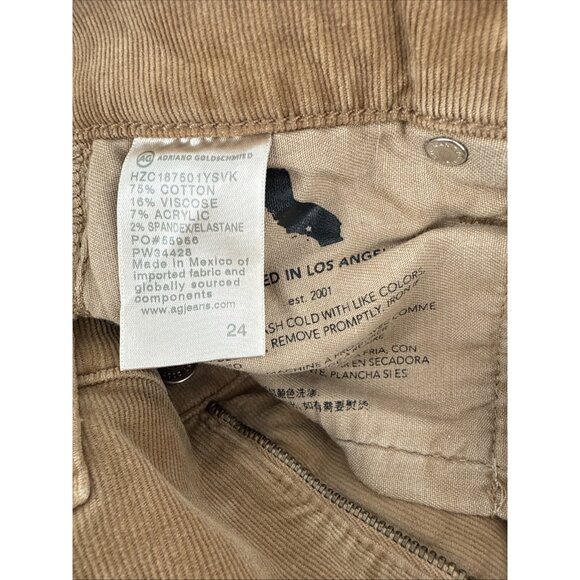AG DENIM women’s size 24 Tan camel MARI High-Rise Slim Straight Corduroy Jeans - Picture 13 of 14